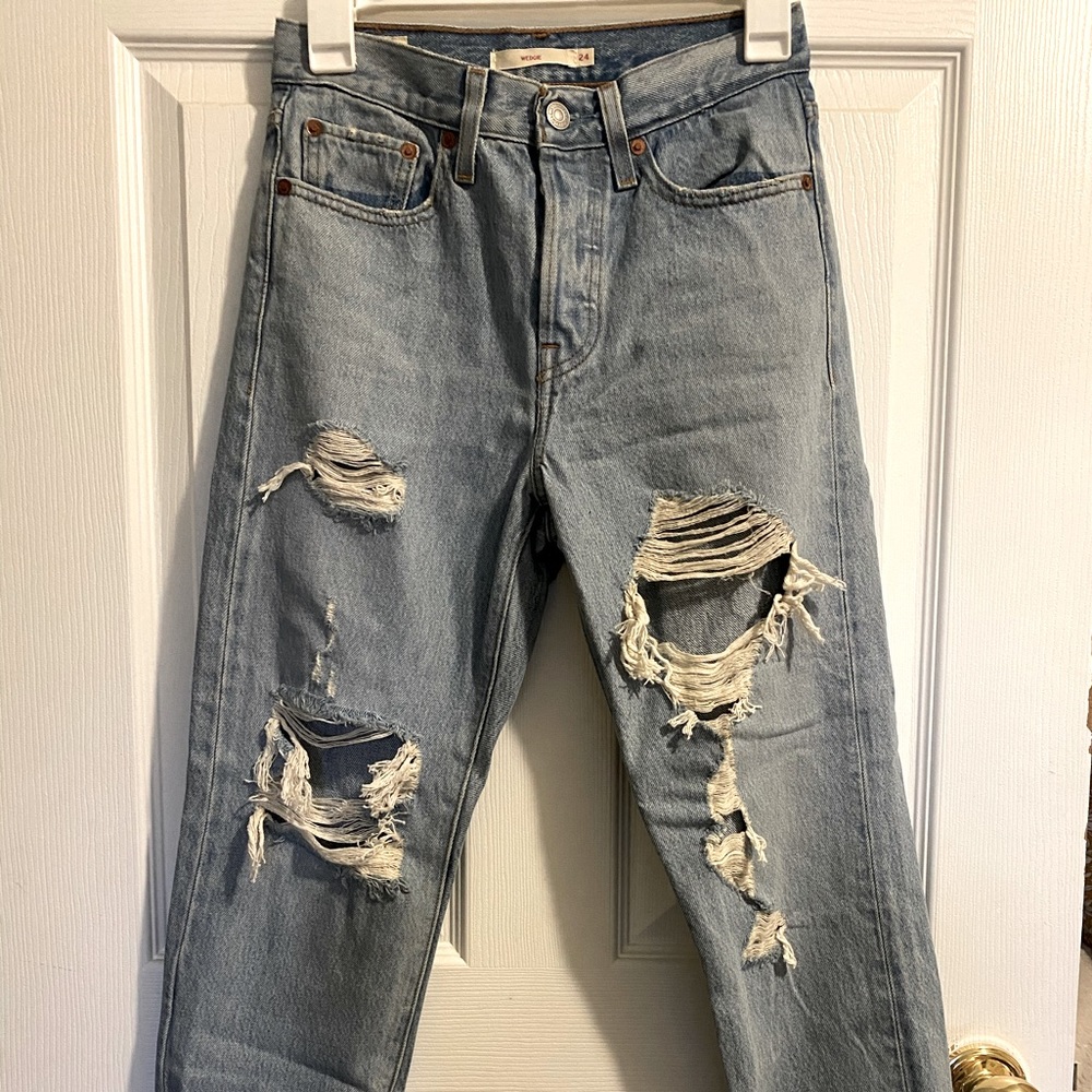 Levi Strauss & Co distressed mom jean